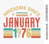 Awesome Since January 1976. Born in January 1976 vintage birthday quote design