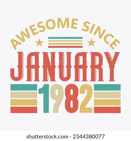 Awesome Since January 1982. Born in January 1982 vintage birthday quote design