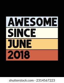 Awesome Since June 2018 T-Shirt Design