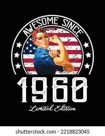 Awesome Since Vintage 1960 T-Shirt Design