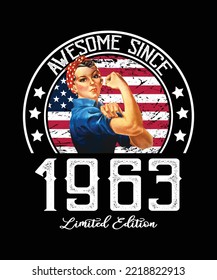 Awesome Since Vintage 1963 T-Shirt Design