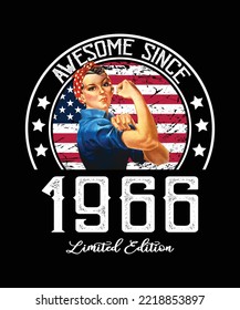 Awesome Since Vintage 1966 T-Shirt Design