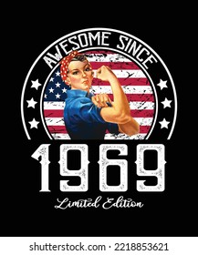 Awesome Since Vintage 1969 T-Shirt Design