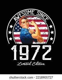Awesome Since Vintage 1972 T-Shirt Design