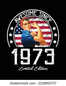 Awesome Since Vintage 1973 T-Shirt Design