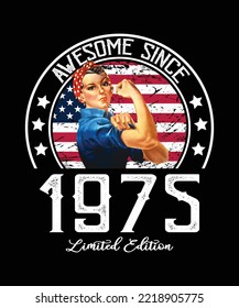 Awesome Since Vintage 1975 T-Shirt Design