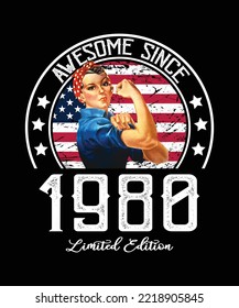 Awesome Since Vintage 1980 T-Shirt Design