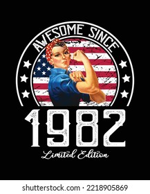 Awesome Since Vintage 1982 T-Shirt Design
