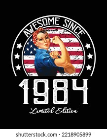 Awesome Since Vintage 1984 T-Shirt Design