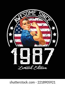 Awesome Since Vintage 1987 T-Shirt Design