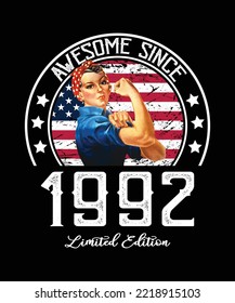 Awesome Since Vintage 1992 T-Shirt Design