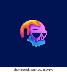 Awesome Skull Splash Premium Logo Vector