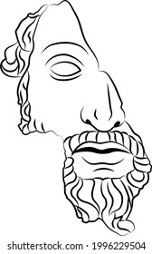 Awesome Socrates Man Head Statue in a Minimal Liner Style. Vector Illustration of the Greek God.