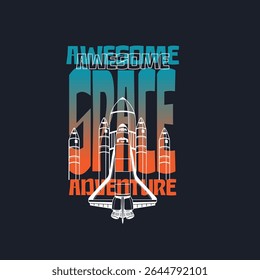 Awesome Space Adventure spaeship vector graphic design