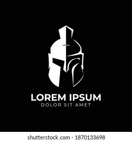 awesome spartan helmet logo design vector