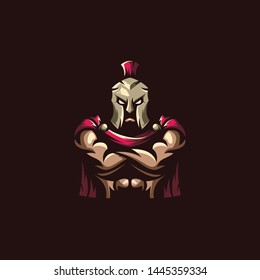 awesome spartan logo design vector premium