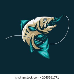 Awesome Sport Bass Fishing Logo 