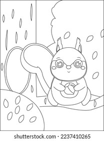 Awesome squirrel coloring page for kids