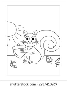 Awesome squirrel coloring page for kids