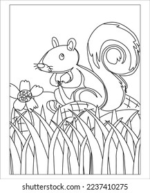 Awesome squirrel coloring page for kids