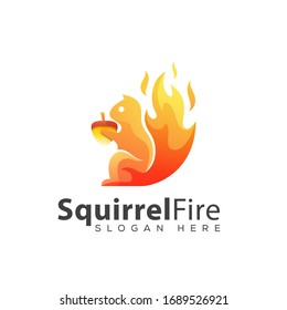 awesome squirrel fire logo design vector template