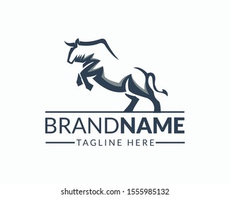 Awesome Standing Bull Logo Design Vector Template