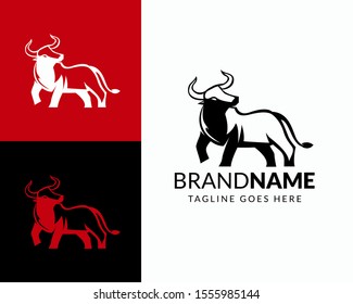 Awesome Standing Bull Logo Design Vector Template