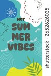 Awesome Summer Vibes in colorful abstract background for seasonal greeting card vector illustration