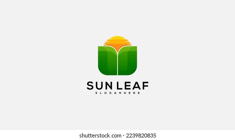 Logo de Awesome Sun en vector de símbolo de diseño de hoja