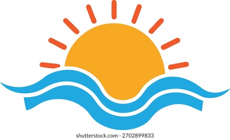 awesome sun with wave icon