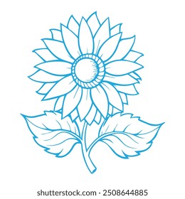 Awesome sunflower vector line art