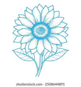 Awesome sunflower vector line art