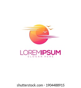 Awesome Sunset Premium Logo Vector