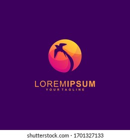 Awesome Swallow Sunset Premium Logo