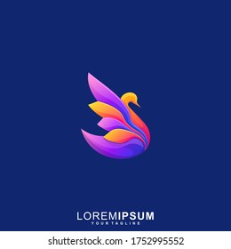 Vector de logotipo Awesome Swan Premium