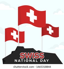 Awesome Swiss National Day for Poster Or Banner Background. 