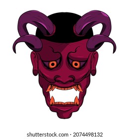Awesome t shirt design japanee style hannya oni mask colorful Vector