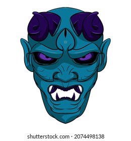 Awesome t shirt design japanee style hannya oni mask colorful Vector