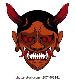 Awesome t shirt design japanee style hannya oni mask colorful Vector