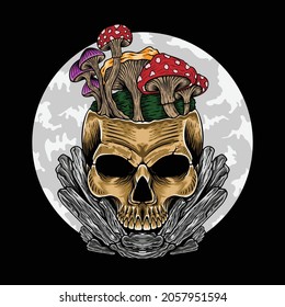 awesome t shirt design skull with mushroom