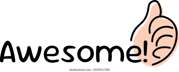 Awesome Text Fun Thumbs Up Illustration