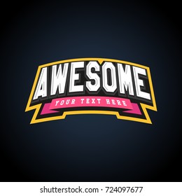 Awesome text power full typography, t-shirt graphics, vectors. Amazing sport retro emblem