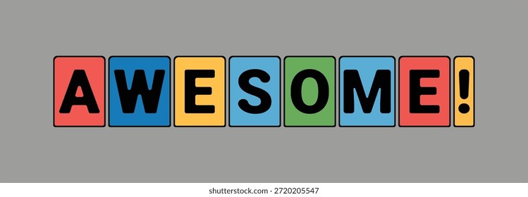 Impresionante Texto Etiqueta engomada Icono de Anuncio de letras de bloque de color