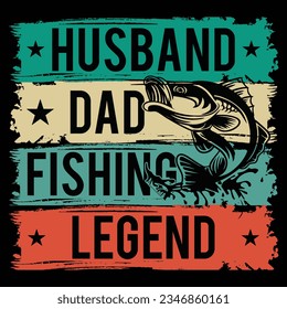 Awesome trendy husband, Fathers and fishing  typography t shirt design template svg