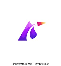 awesome triangle arrow gradient logo vector