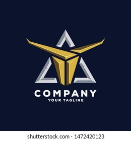 awesome triangle horn logo design