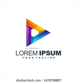 awesome triangle media logo design