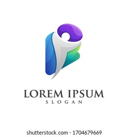 awesome triangle person gradient logo
