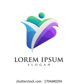 awesome triangle person gradient logo