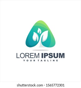 awesome triangle plant logo design